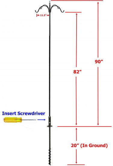 5 Piece High Value Bird Feeder Pole Set with 4 Arms